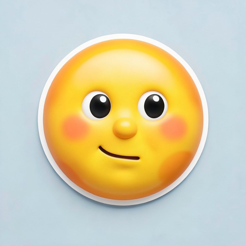 Round icon showing colorful emoji and sticker symbols